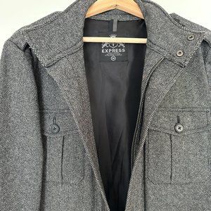 Express Heather Gray Wool-Blend Topcoat